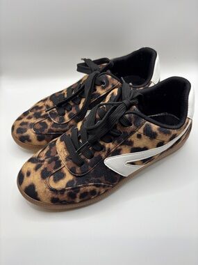 DV by Dolce Vita Leopard-Print Lace-Up Sneakers with White Stripe